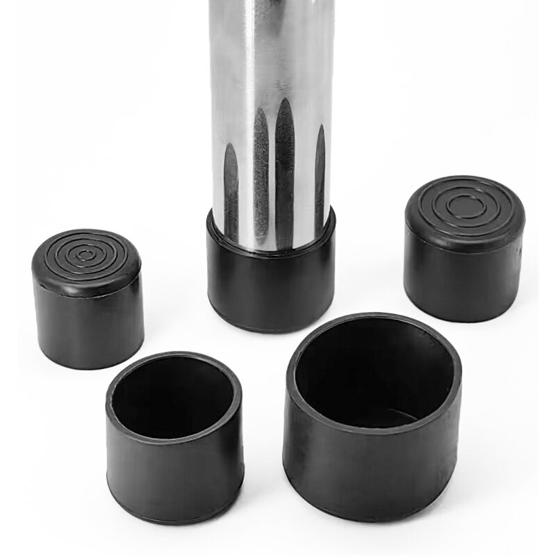 脚用の丸い黒いゴム製フットレスト,滑り止めチューブキャップ付き,PVC, 6mm, 8mm, 10mm, 12mm 14mm、76mm、1個、4個