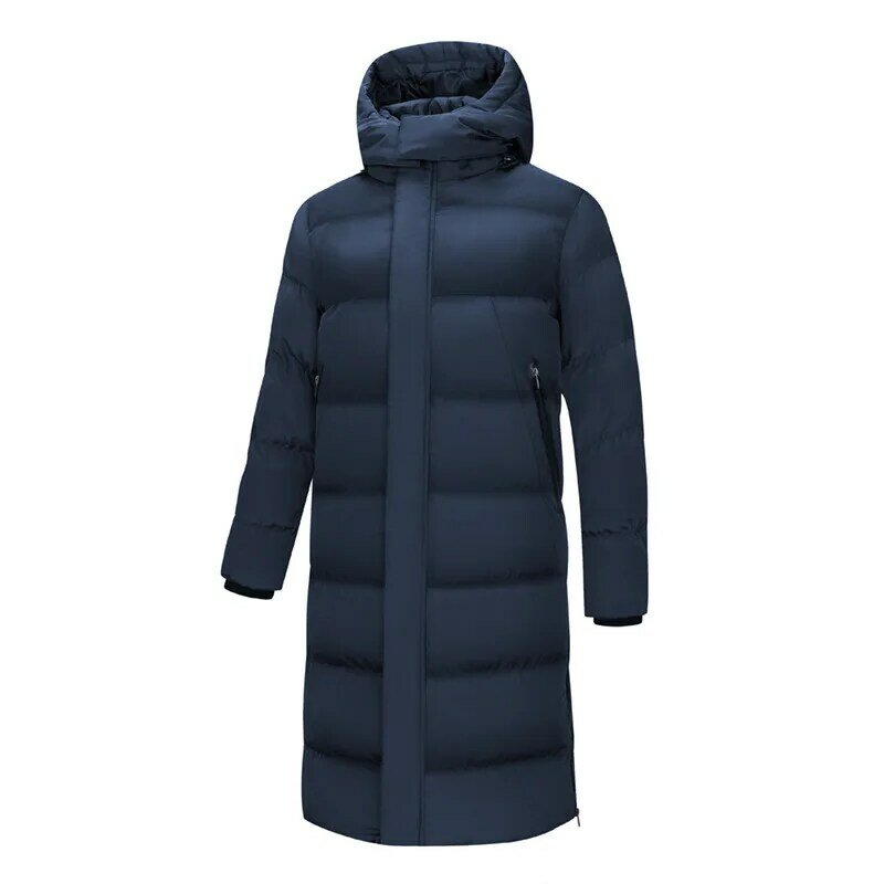 Зимняя стеганая куртка для мужчин, толстая длинная теплая хлопковая Парка выше колена на подкладке, унисекс, Спортивная парка с капюшоном, 6XL