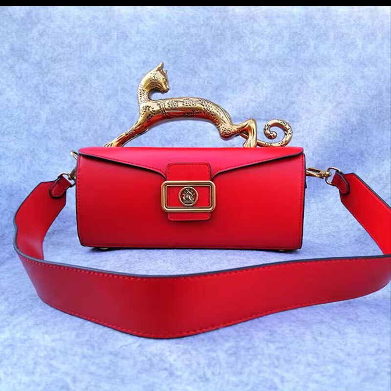 Luxury Replica Leopard Metal Handle bags for Women High Quality Designer Shoulder Purses Bag Elegant Rectangular Handbag