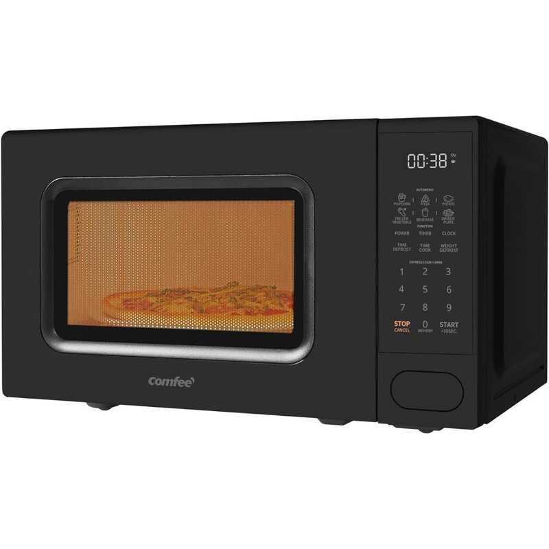 Microwave Retro dengan 11 tingkat daya, memasak banyak tahap cepat, memasak cepat/pencairan waktu, fungsi memori, kunci anak-anak, 700W