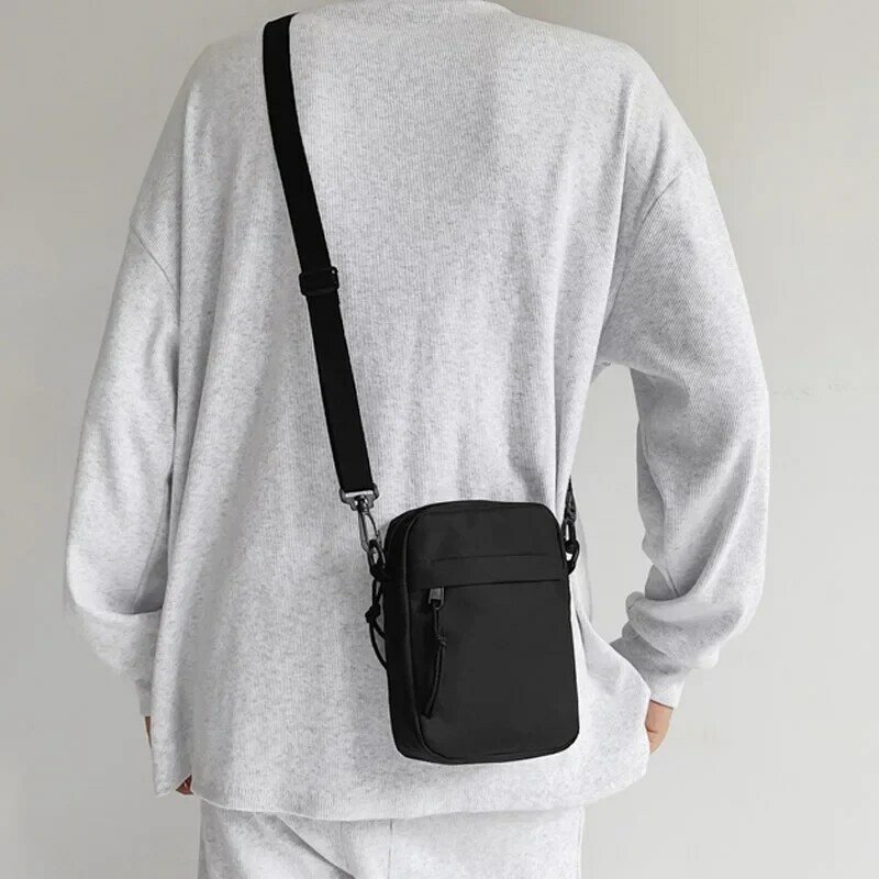 Canvas Messenger Sling Bags para homens, zíper pequeno, bolsa crossbody, bolsa de ombro simples, casual, XDX01