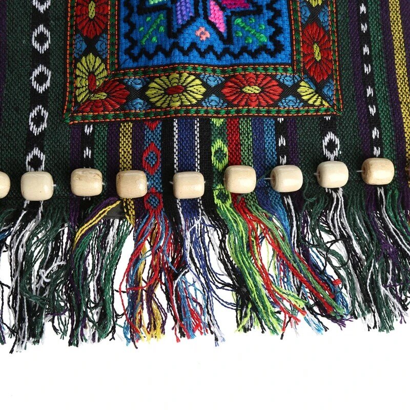 Bolsa ombro étnica vintage exclusiva bordada Boho Hippie Tassel Tote