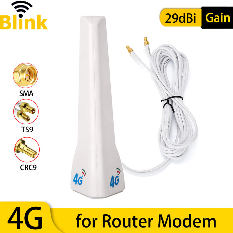 3G 4G LTE เสาอากาศ29dBi มือถือเครื่องขยายสัญญาณเครือข่ายในร่มยาวเราเตอร์อินเตอร์เน็ตไร้สายโมเด็มสัญญาณ Booster TS9 CRC9 SMA ตัวผู้