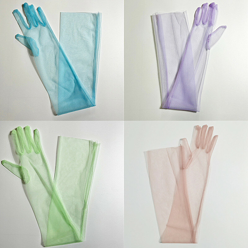 Женские длинные перчатки из тюля, винтажные солнцезащитные перчатки с закрытыми пальцами