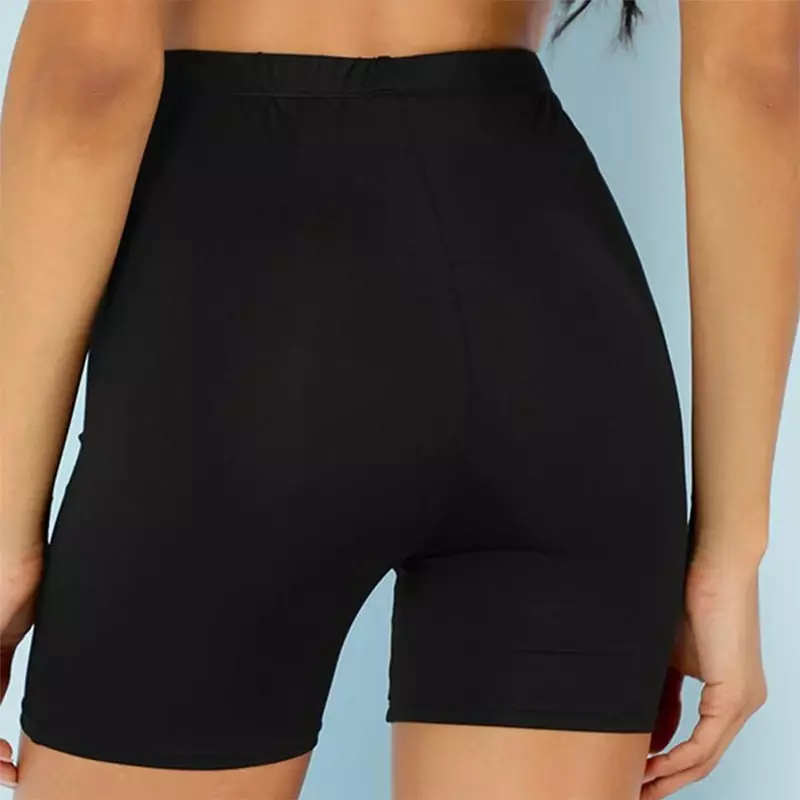 Pantalones cortos de Fitness para mujer, Shorts informales de cintura alta, ajustados hasta la rodilla, ropa de calle de ciclismo, color negro