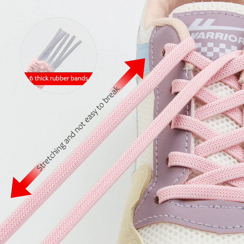 2ชิ้นเชือกรองเท้าหัวเข็มขัดแม่เหล็กวรรณยุกต์ Tali sepatu kets ยืดหยุ่นได้ไม่ต้องผูกเชือกรองเท้ายางสำหรับเด็กผู้ใหญ่