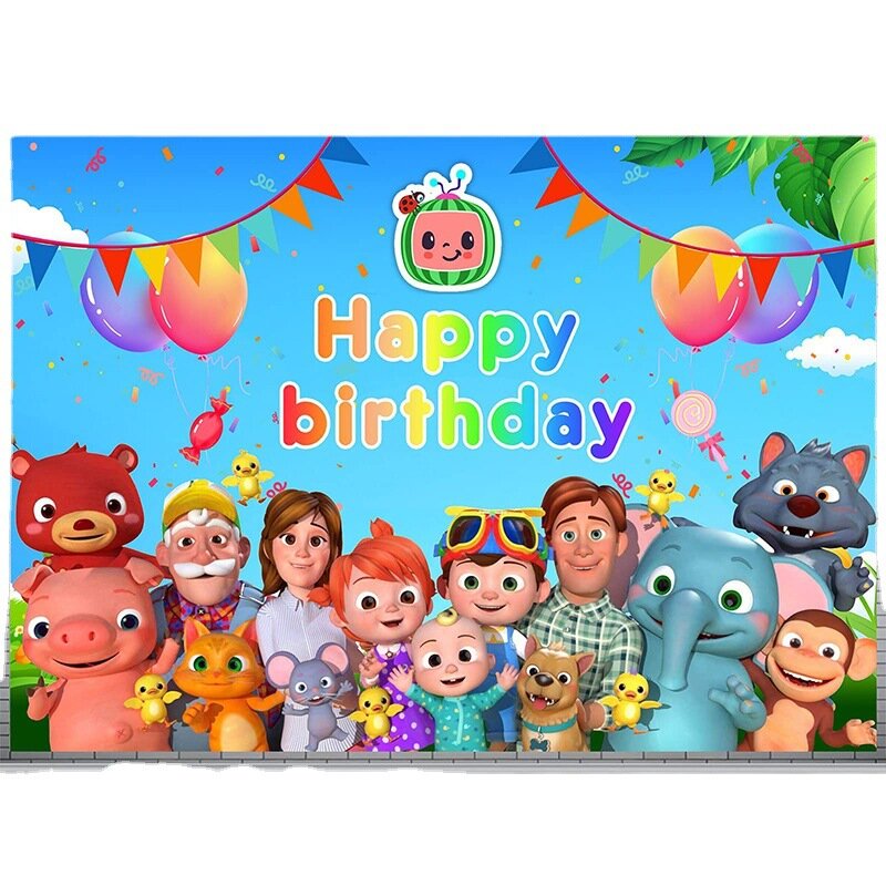 Cartoon COCOMELONS tema festa di compleanno decorazione Cartoon Foil Balloon Set stoviglie usa e getta Banner forniture per feste per bambini