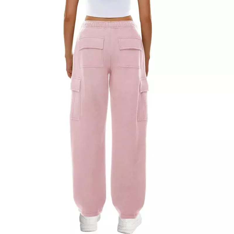 Pantalones de chándal holgados para mujer, pantalón de cintura alta, elástico, informal, con bolsillos, para gimnasio, YDL35