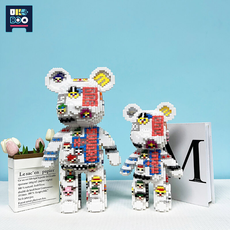 7220PCS Half Anatomy Bear Nano Building Blocks Cartoon Colour With Drawer Model Creative Micro Diamond Bricks Toys For Children