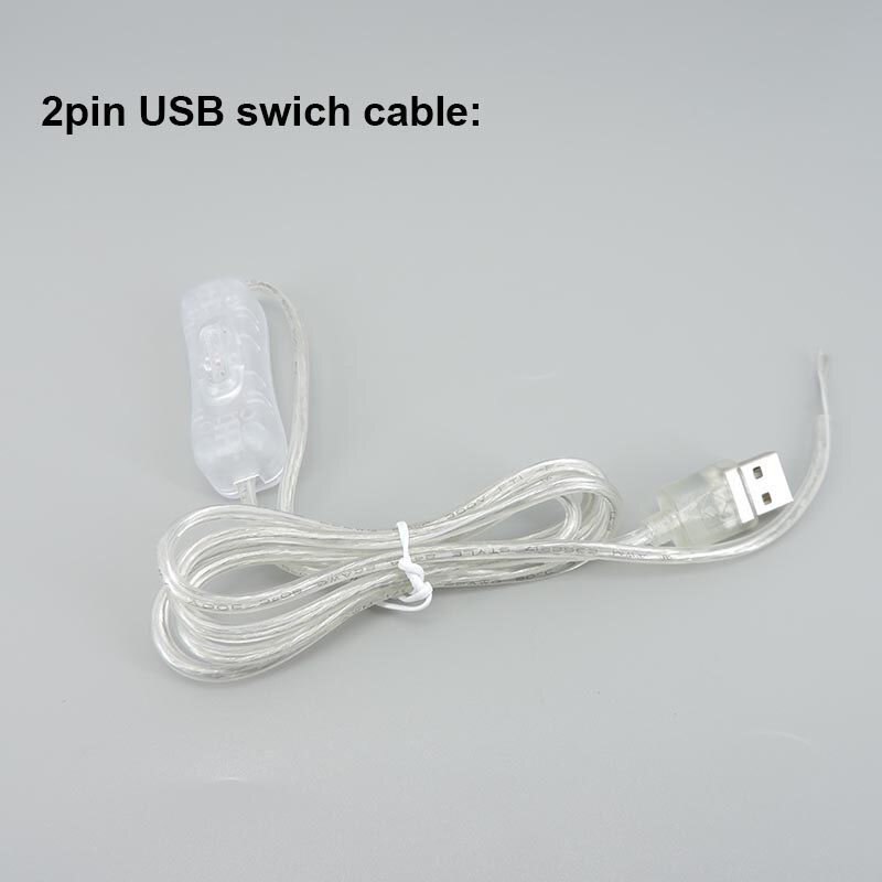 Cable transparente DC 3A USB macho hembra 5V 12V, 2 pines, botón de interruptor, conector de fuente de alimentación, Cable de extensión para tira de luz LED de neón, 2M