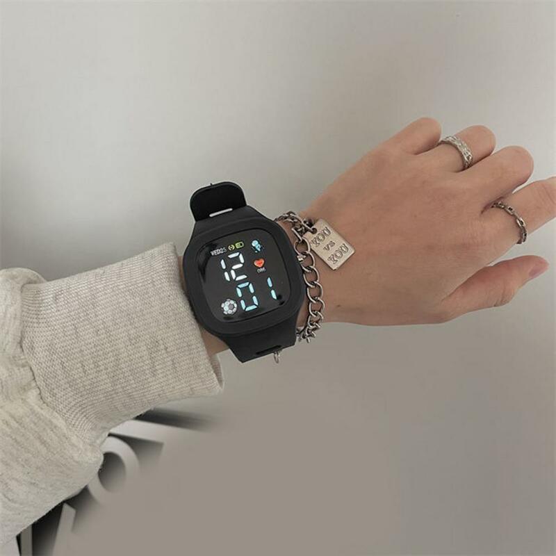 Relógio digital com mostrador quadrado para mulheres, elegante, alça de silicone ajustável, leve, tempo preciso, unissex