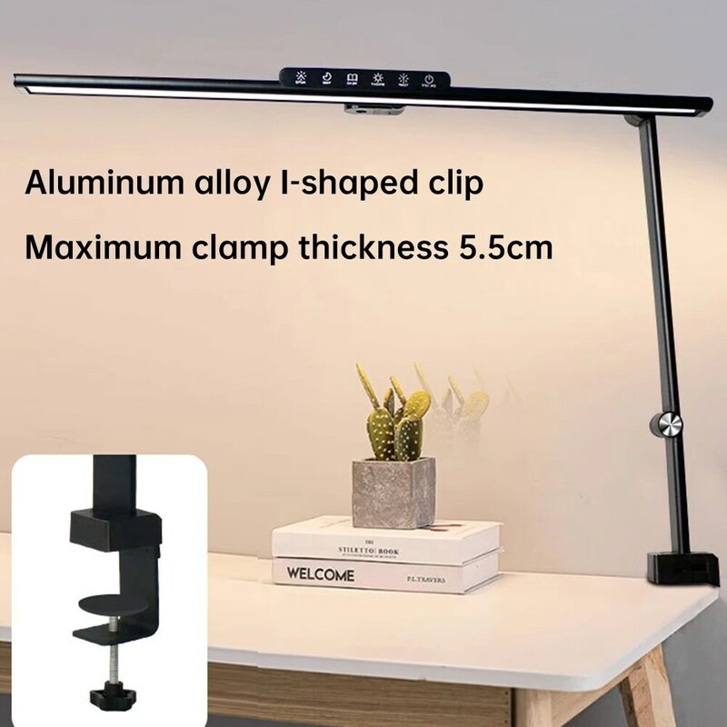 Lámpara LED de escritorio con abrazadera, 5 modos de Color, niveles de brillo, recargable, regulable, lámpara de mesa para el cuidado de los ojos, lámparas de escritorio de Architect