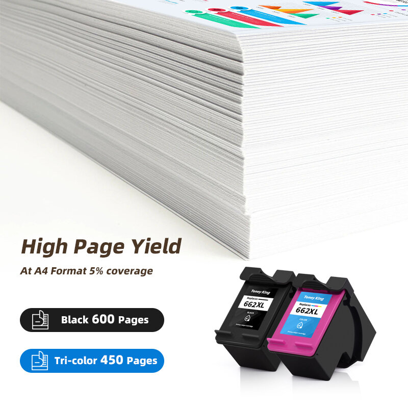 Cartuchos de tinta para impresora HP 662 XL, recambio de tinta Compatible con Deskjet 1015, 1515, 2515, 2545, 2645, 3515, 3545, 4510, negro y tricolor, 662XL