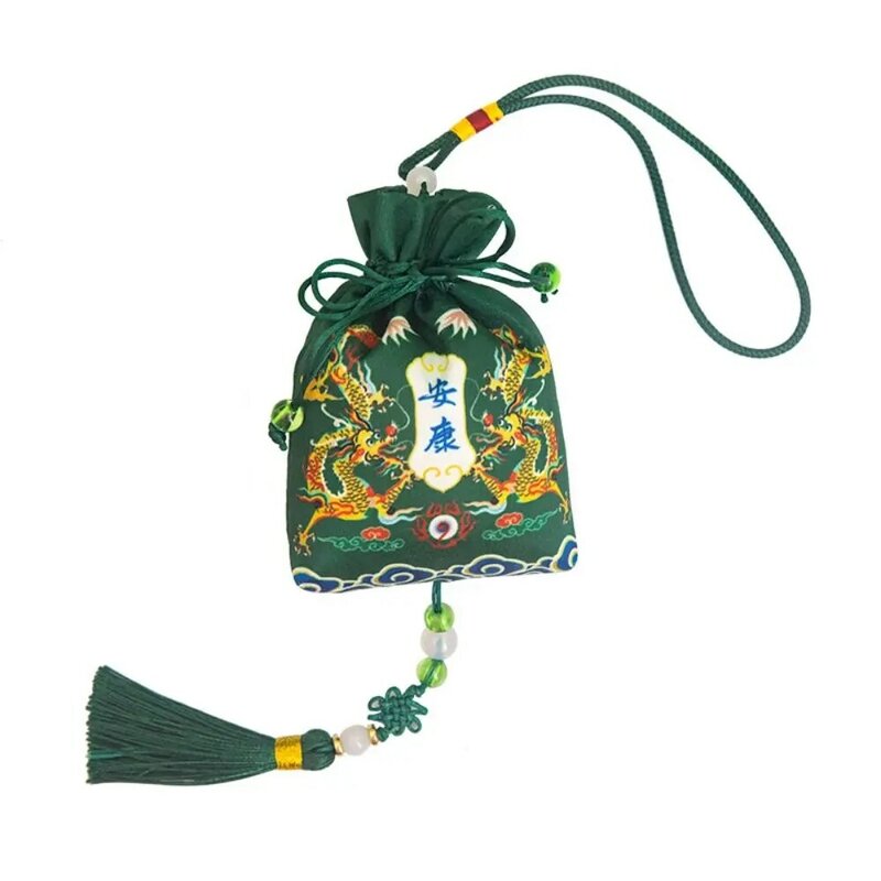 Тканевый саше с принтом в виде карманного дракона, сумка на удачу в китайском стиле, подвесная саше для автомобиля