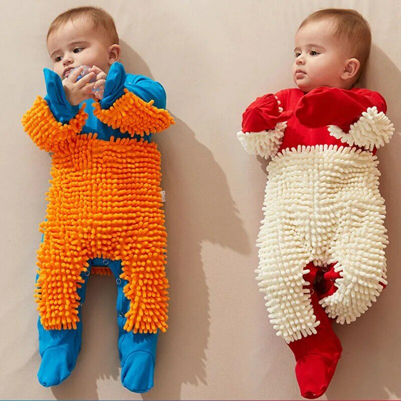 Autumn Infant Baby Boy Girl Rompers Spring Newborn Baby Jumpsuit Mop Mopping Cleaning Boys Girls Baby Crawl Clothes