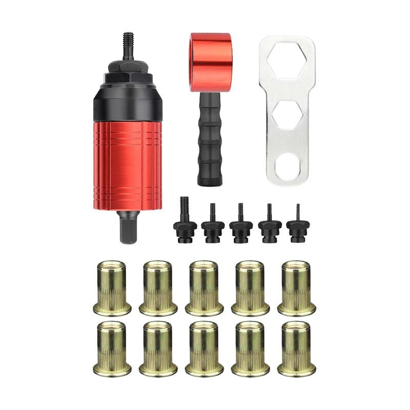 Rivet Nut Drill Adaptor Attachment with 10 Rivet Nuts Nut Tool for Repair Architecture Electrical Appliance Car Furniture