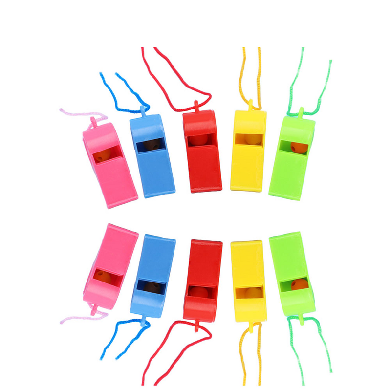 24 шт. Пластиковые свистки, цветные заправляемые свистки для детей, брелок для ключей для детей, спортивные товары