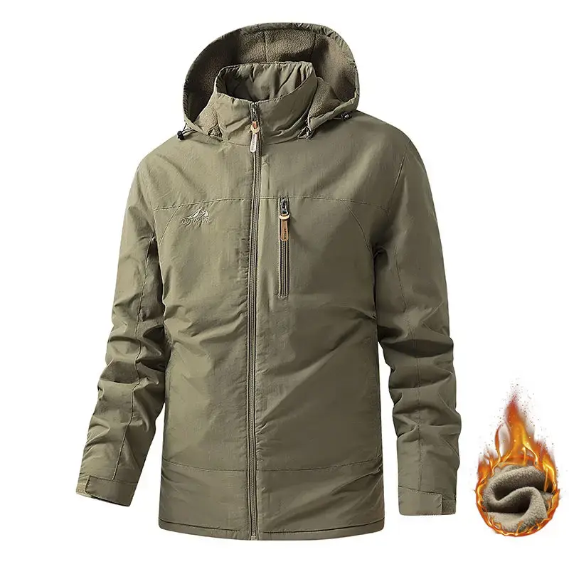 남성용 따뜻한 양털 코트, 따뜻한 방풍 방수 용수철, 야외 캐주얼 재킷, 모자 제거 가능, 하드쉘 재킷, 겨울