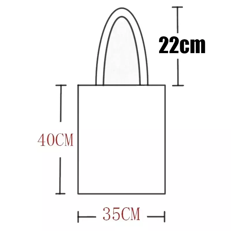 HLTN04 Harajuku Art Shopping tas hitam tas jinjing kanvas dicetak kartun kain dapat digunakan kembali tas tangan tas bahu