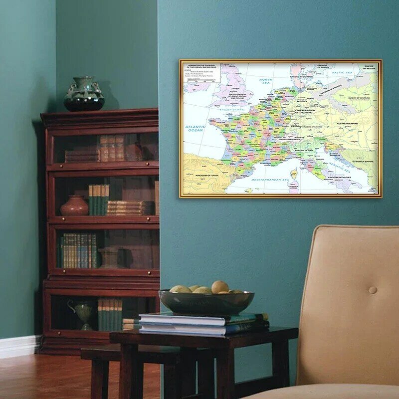 59*42cm 1812 Version The France Political Map In French Wall Art Poster Canvas Painting and Print School Supplies Home Decor