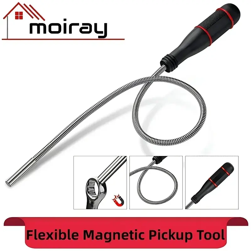 Flexibles magnetisches Pickup-Werkzeug 25 Zoll flexibler Biege-Magnet-Schlangen-Pick-up biegbarer Retriever-Stick für Müll/Schlüssel/Schrauben, Muttern