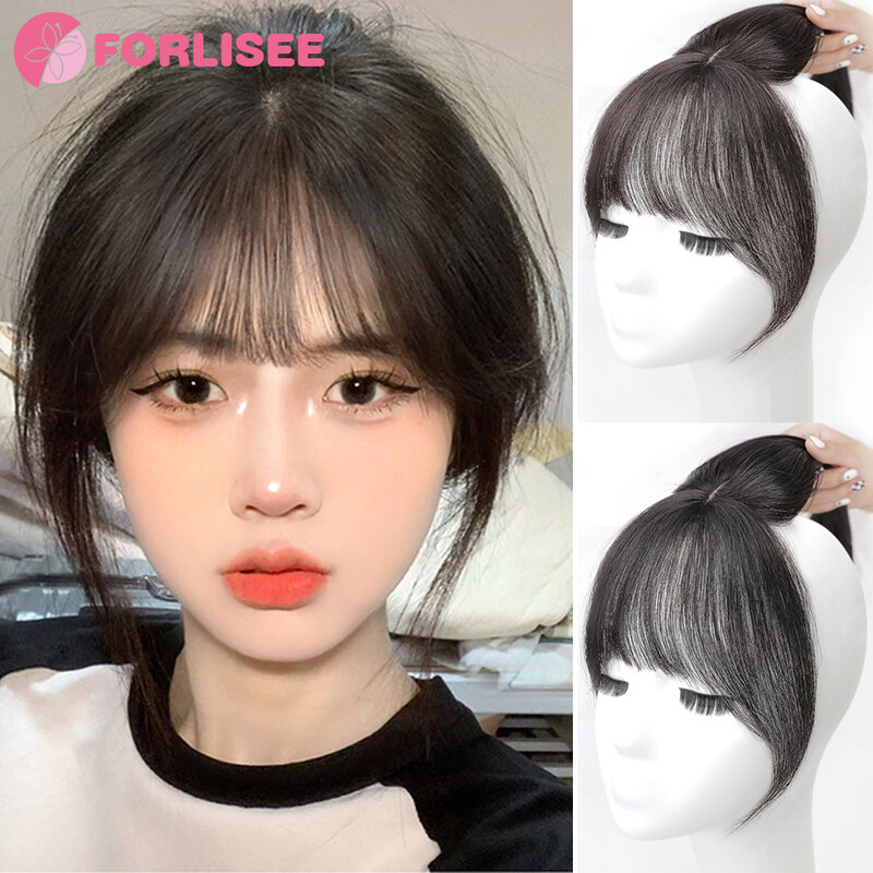 FORLISEE Topper sintetico Hairpiece False Bang Clip-In Bangs Extension Natural Fake Fringe invisibile Clourse Hairpiece per le donne
