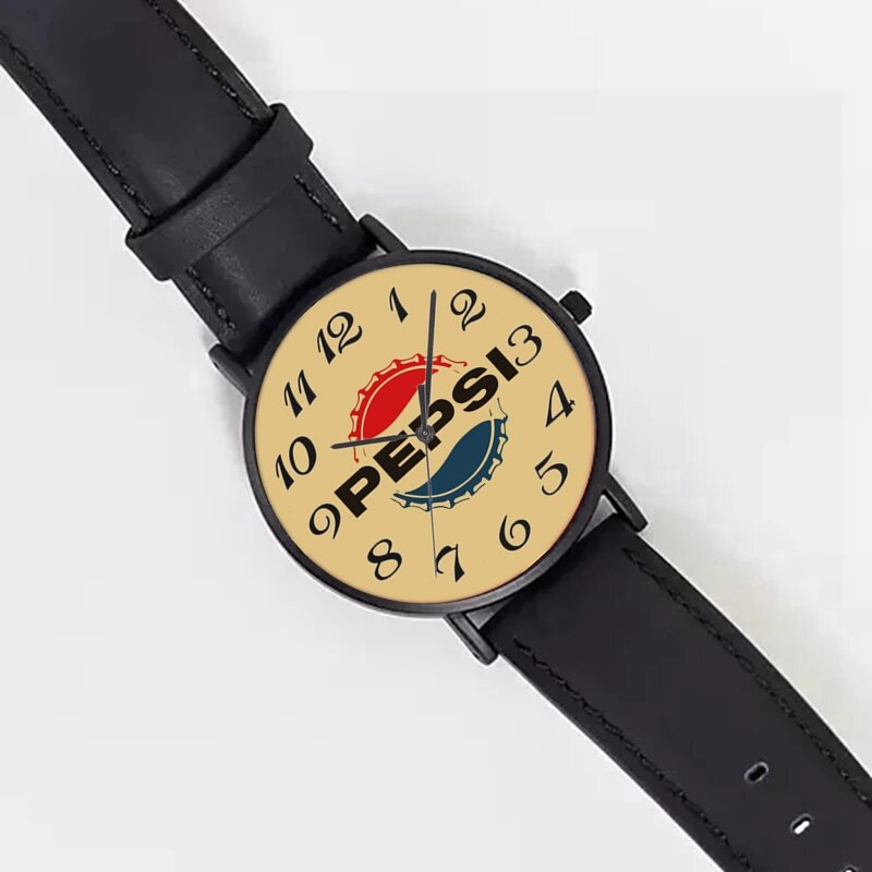 Relógio de pulso de quartzo digital de couro preto, marca de jantar, estilo vintage, presentes para homens e mulheres, novo
