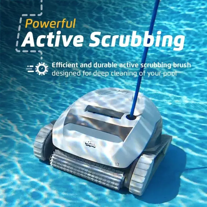 DolDave E10-Aspirateur de piscine robotique, brosse à récurer jusqu'à 30 pieds, chargement facile