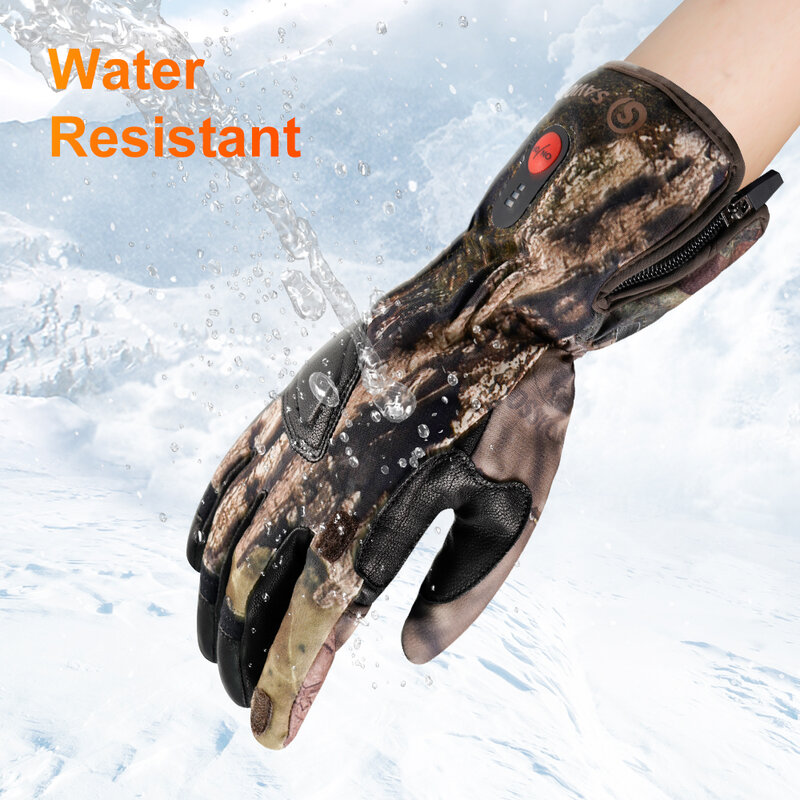 SNOW DEER Rechargeable Heated Gloves Hand Warmer Washed With Water Windproof Winter Sport Gloves With Battery Men Women Goatskin