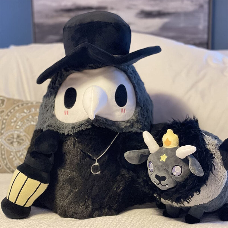 Plague Doctor Doll Black Ghost Cute Stuffed Plush Doll Halloween Skull Reaper Cushion Decoration Children's Holiday Gift