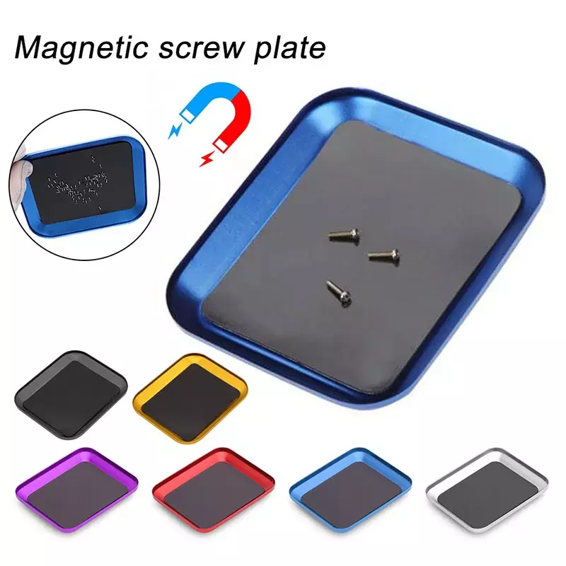 Boîte de rangement pour vis en aluminium avec tampon magnétique, mini plaque à vis, boîte à embouts, réparation mobile, polymères de vis
