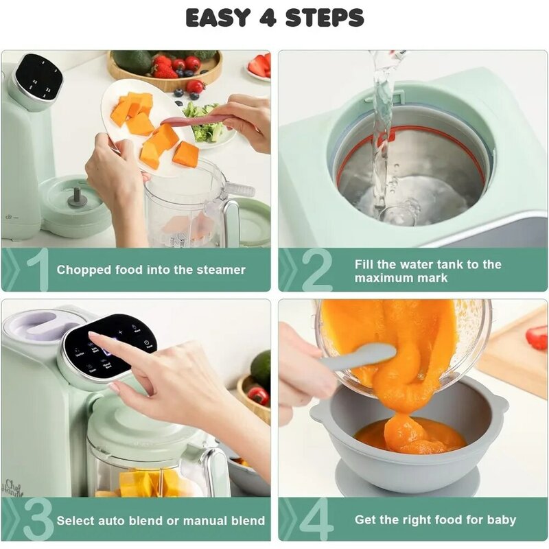 Baby Food Maker, 5 in 1 Baby Food Processor, Smart Control Multifunctional Steamer Grinder with Steam Pot