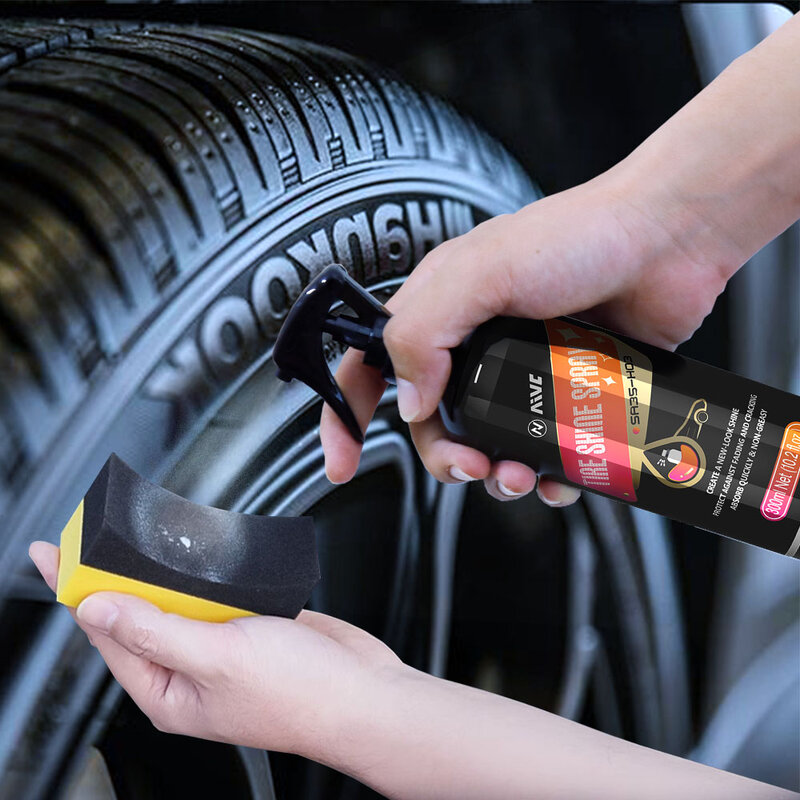 Carro pneu brilho revestimento agente spray, pneu brilho, plástico, borracha, restaurador de rodas, polimento, abrilhantador, carro auto detalhamento