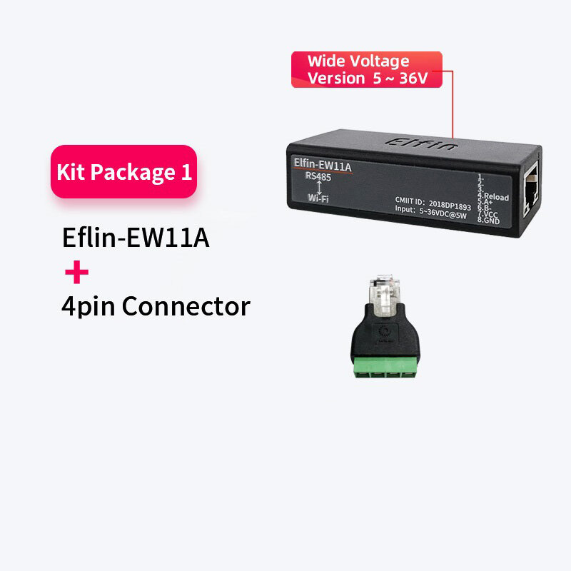 Elfin-EW11A Conversor de Transferência de Dados, Porta Serial, RS485 para WiFi, Servidor de Dispositivos, Suporte TCP/IP Telnet, Modbus, Protocolo TCP, IOT