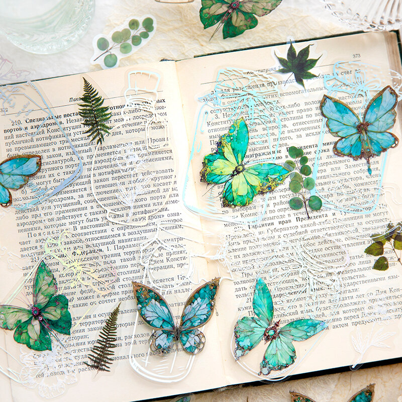 6packs/LOT Butterfly Dance Garden series retro creative decoration DIY PET stickers