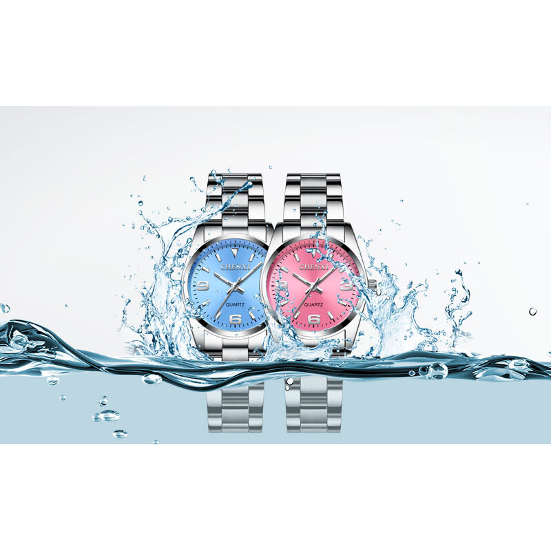 CHENXI модные розовые часы с циферблатом для женщин, высококачественные кварцевые часы, элегантные женские наручные часы из нержавеющей стали xfcs