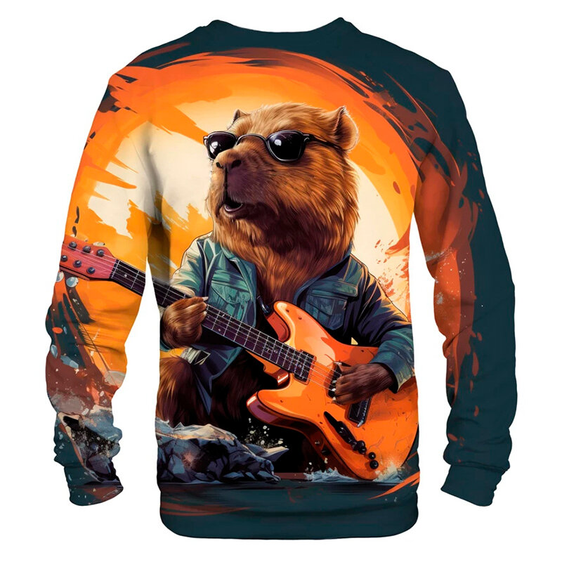 Hoodie lucu baru Hoodie grafis 3D Doge Capybara untuk pria pakaian Sweater desain Keren kaus atasan Pullover Unisex anak-anak lucu y2k