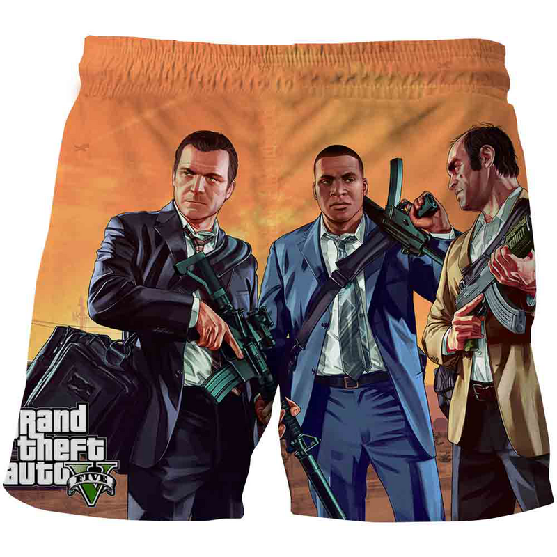 Zomer Mannen/Vrouwen Casual Shorts Gta 5 Grand Theft Auto Spel 3D Print Zwembroek Mode Strand Broek Jongens badmode