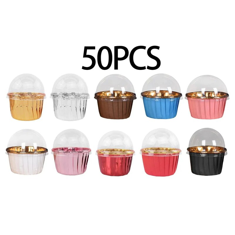 50x Muffin Cake Cup Biscuits Desserts with Lid Cookies Cupcake Liners for Weddings Halloween Baby Showers Graduation Birthdays