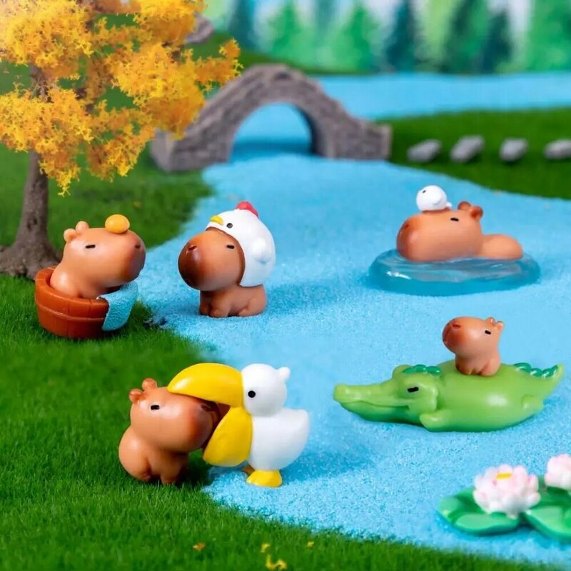 Figuras de acción de Capybara, minifiguras de animales de simulación, estatuilla de decoración del hogar, regalo para niños