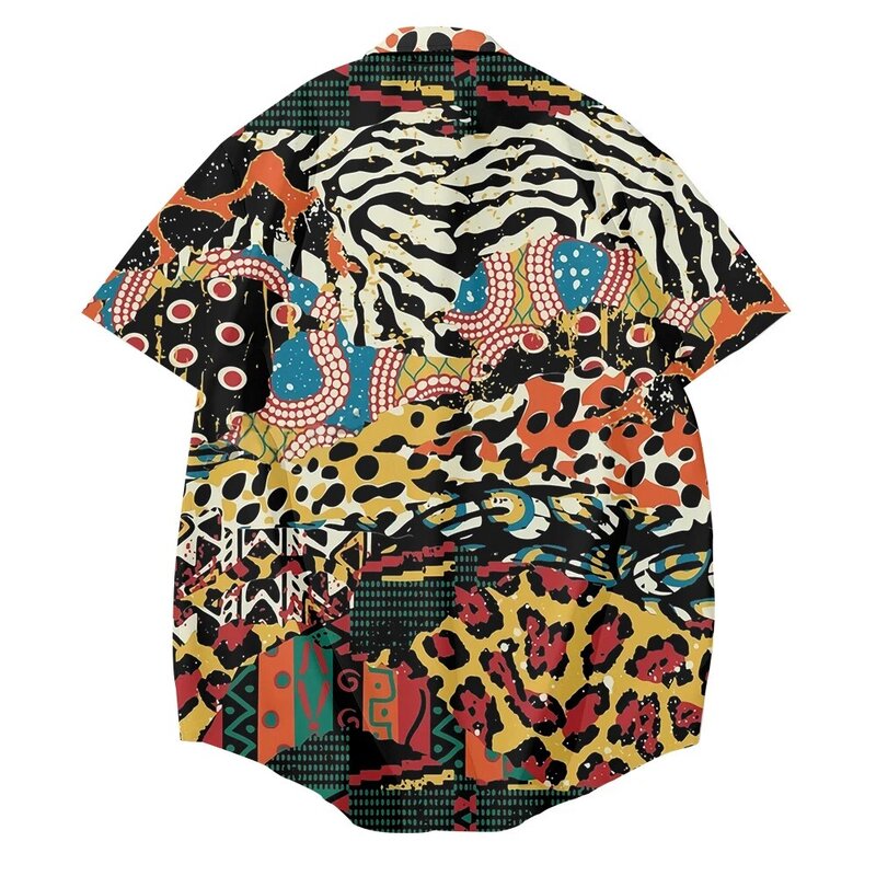 PrintHawaiian-camisa holgada de manga corta para hombre, camisa informal con botones, Retro, étnico, Animal, de lujo, para playa