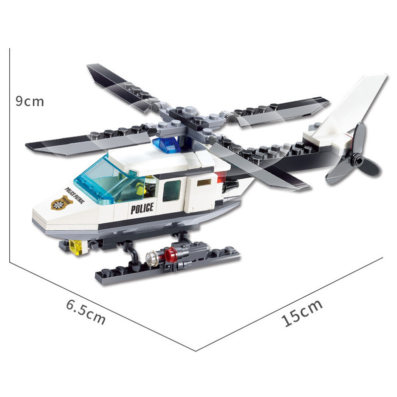 Stad Politie Helicopter Auto Swat Vliegtuig Carrier Voertuig Moc Vliegtuigen Bouwstenen Bricks Classic Model Speelgoed Voor Kinderen Geschenken