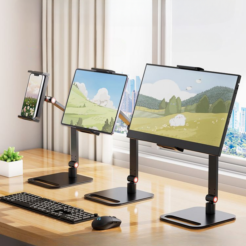 Soporte de Monitor portátil para pantalla de 12-17,3 pulgadas, soporte de teléfono sin perforación, ajustable, extensible, para juegos de ordenador portátil, abrazadera de escritorio