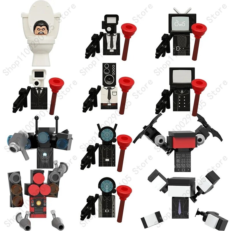 Blocos de Construção do Anime Cartoon, Bonecas de tijolos, Cameraman Speakerman TV Man, Mini Action Toy Figuras, Skibidi, WC, KDL818, LG1009
