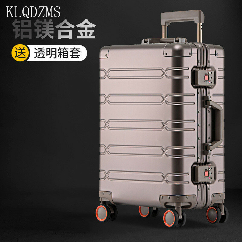Klqdzms negócios de alta qualidade moldura de alumínio multi-função bagagem mudo caixa de senha masculino e feminino malas