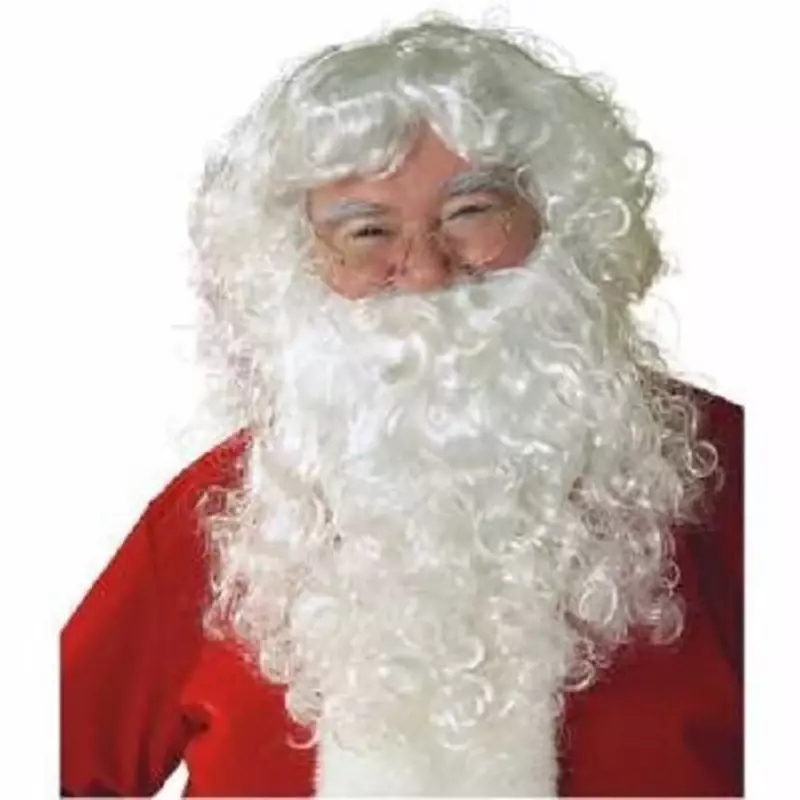 Kualitas Terbaik Festival Prop penggemar Wig keriting Cosplay janggut putih Wig Santa Claus topi Wig kumis