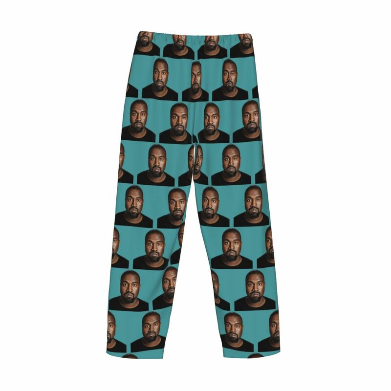 Niestandardowe śmieszne Kanye West Meme spodnie od piżamy bielizna nocna męski elastyczny pas raper producent muzyczny spodnie do spania z kieszeniami