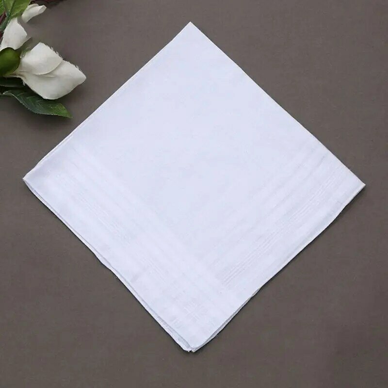 12Pcs Cotton Handkerchiefs Pure Hankies Jacquard Striped Pocket Square Towel DIY Dropship
