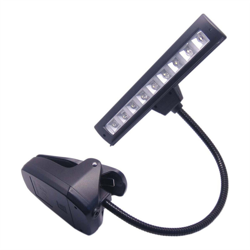 Lámpara LED con soporte de música de alto brillo, lámpara de libro con Clip, cuello Flexible, Kit de iluminación para acampar en el hogar, músico