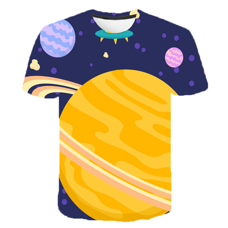 Camiseta con estampado 3D de astronauta para mujer, blusa divertida de manga corta con estampado de universo, Planeta, Galaxia espacial, moda de verano